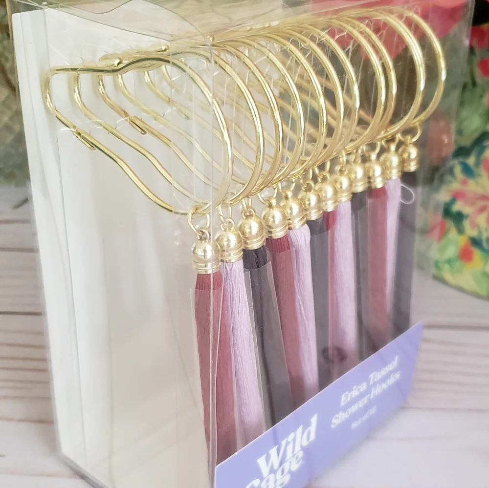 Wild Sage Erica Tassel Shower Hooks NWT in Box